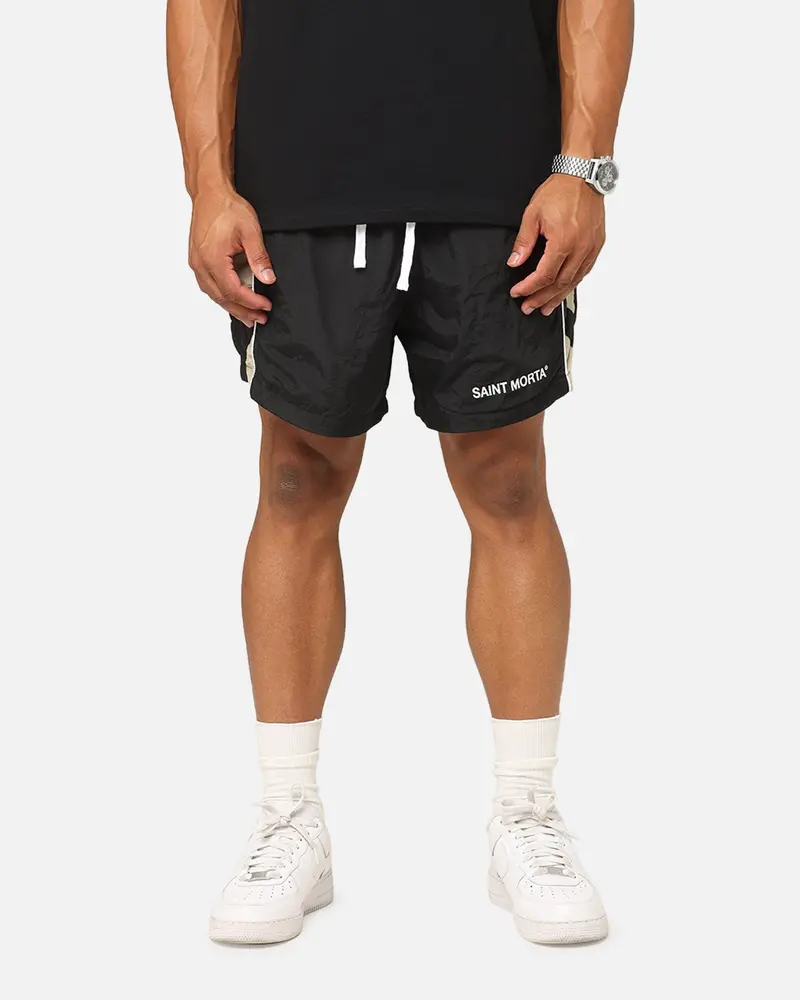 Saint Morta Official Panelled Beach Shorts Black/Stone 1