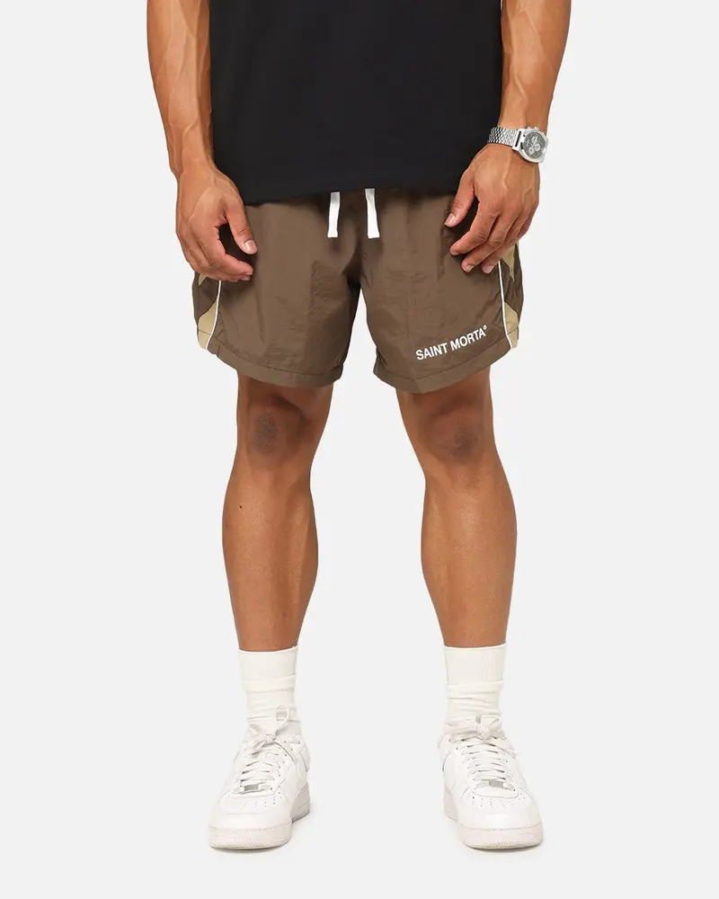 Saint Morta Official Panelled Beach Shorts Mocha 1