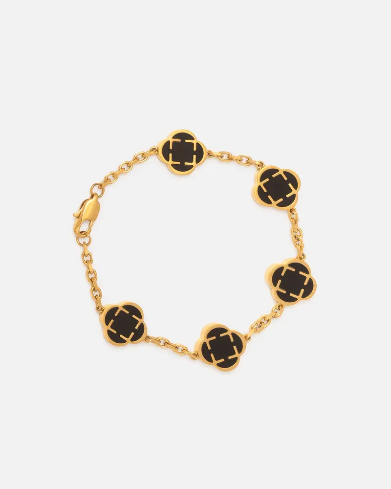 Saint Morta Onyx Clover Bracelet Gold 1