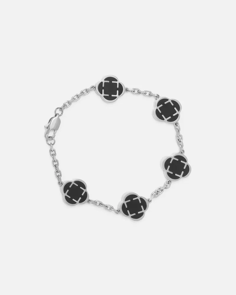 Saint Morta Onyx Clover Bracelet White Gold 1