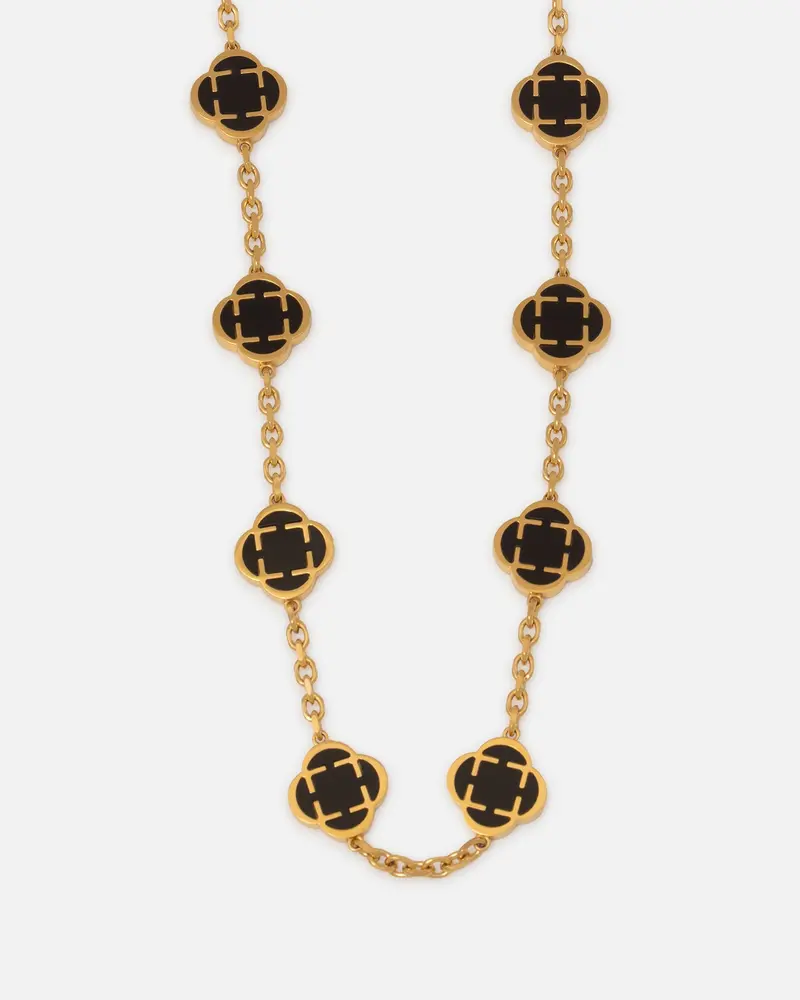 Saint Morta Onyx Clover Necklace Gold 1