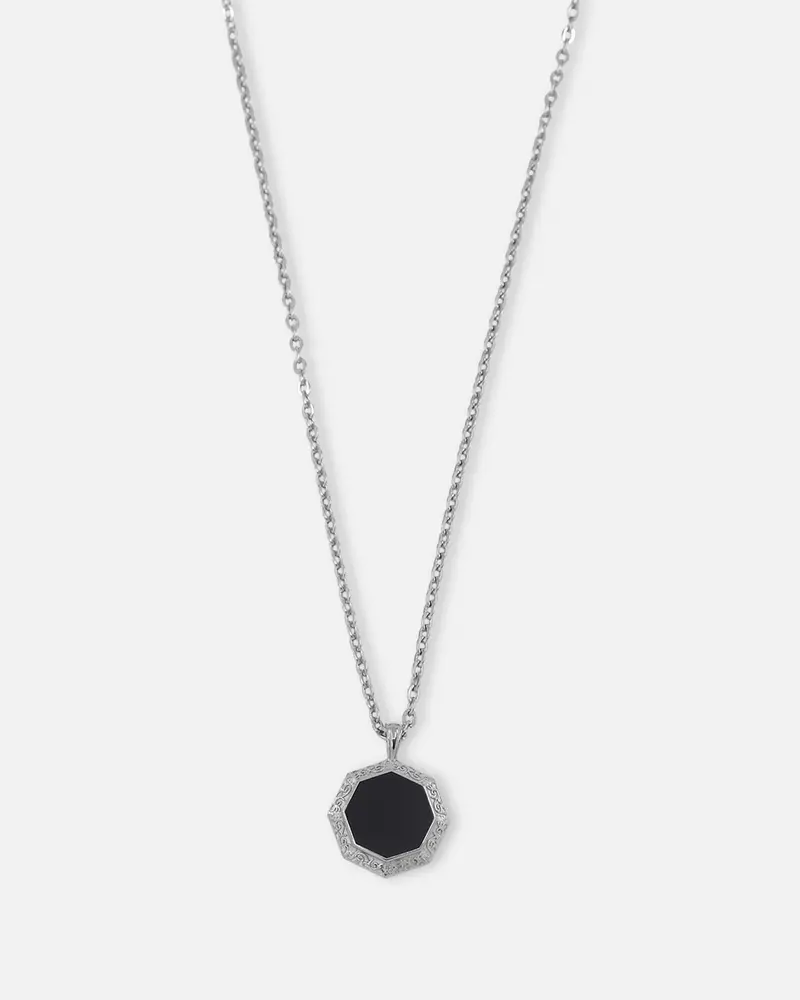 Saint Morta Onyx Octagon Pendant Chain White Gold 1
