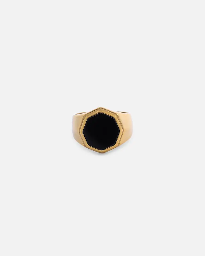 Saint Morta Onyx Octagon Signet Ring Gold 1