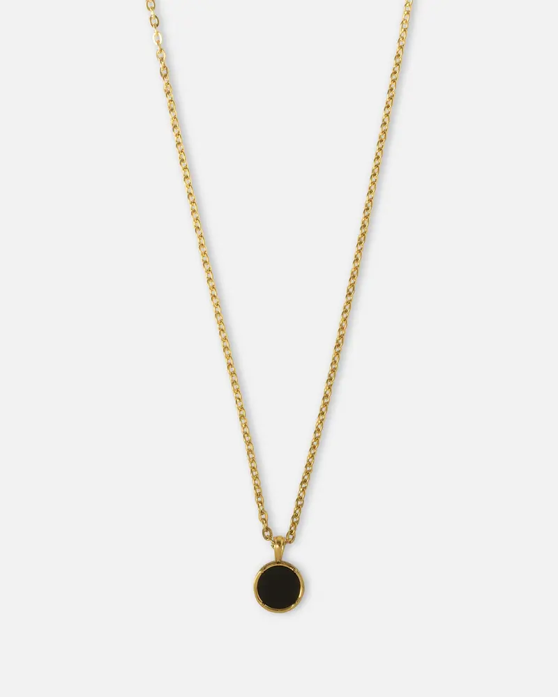 Saint Morta Onyx Round Pendant Chain Gold 1