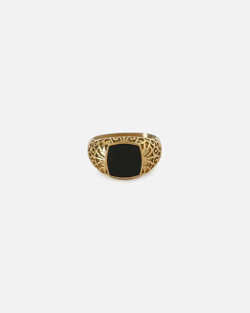 Saint Morta Onyx Square Ring Gold 1