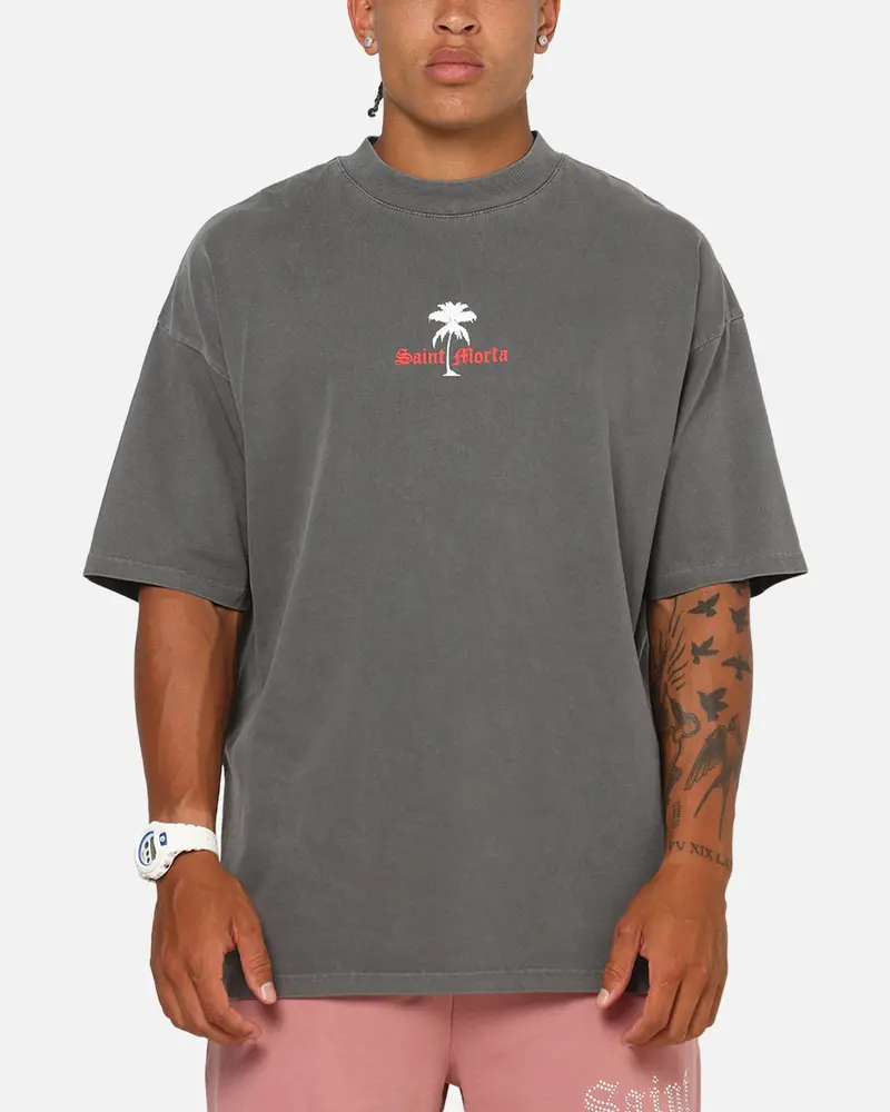 Saint Morta Palm Dreams T-Shirt Washed Charcoal 1