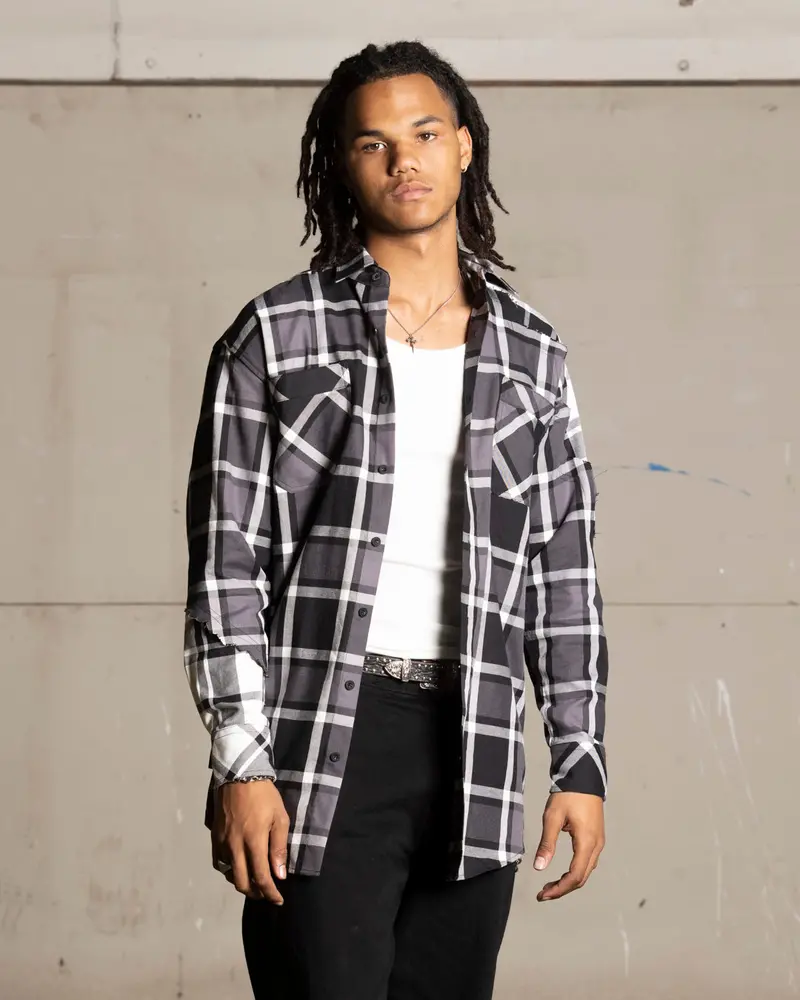 Saint Morta Patriot Long Sleeve Flannel Shirt Black/Grey 1