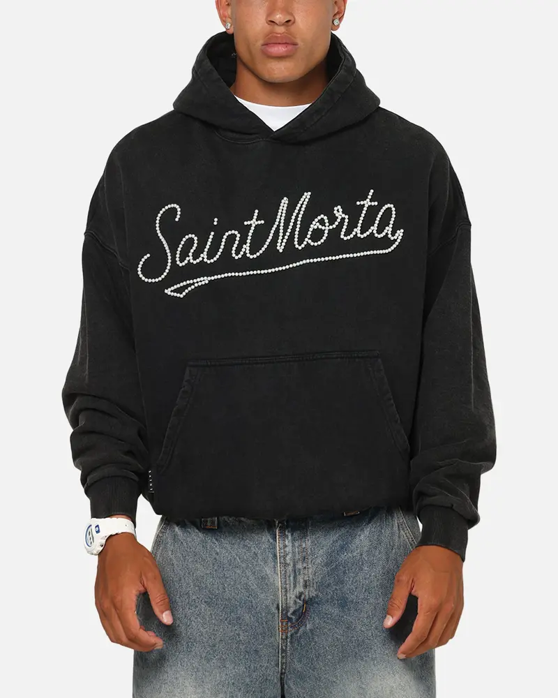 Saint Morta Pearl Script Hoodie Vintage Black 1