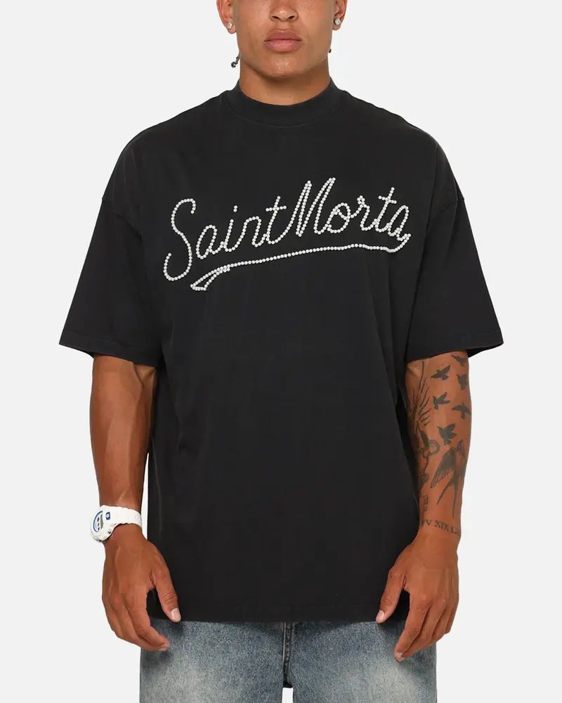 Saint Morta Pearl Script T-Shirt Vintage Black 1