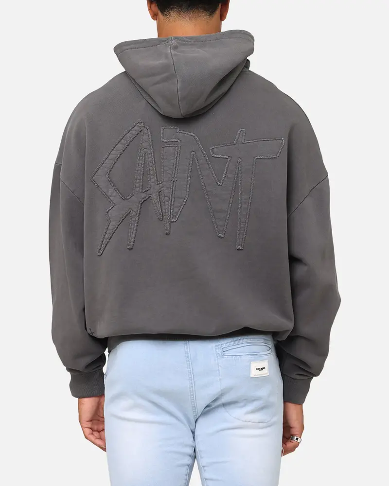 Saint Morta Pericles Applique Hoodie Washed Charcoal 1