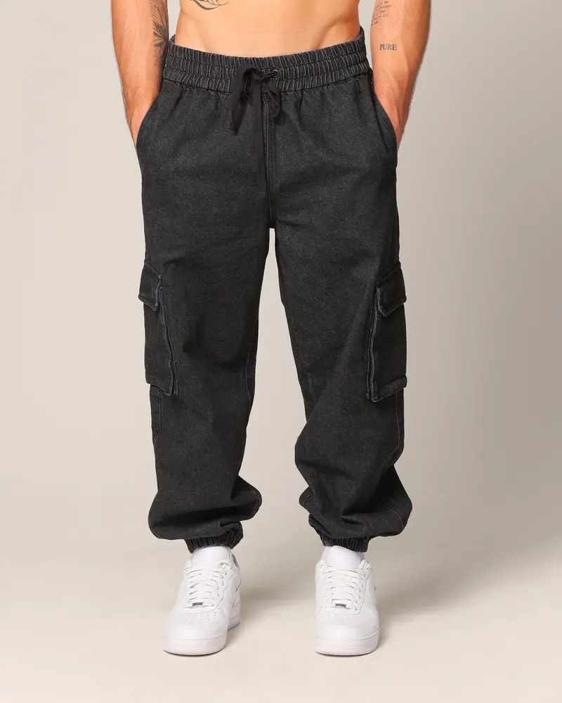 Saint Morta Pertex Baggy Jogger Black Stonewash 1