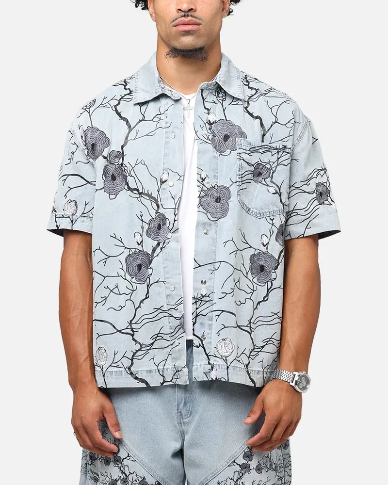 Saint Morta Poison Ivy Boxy Denim Shirt Mid Blue 1
