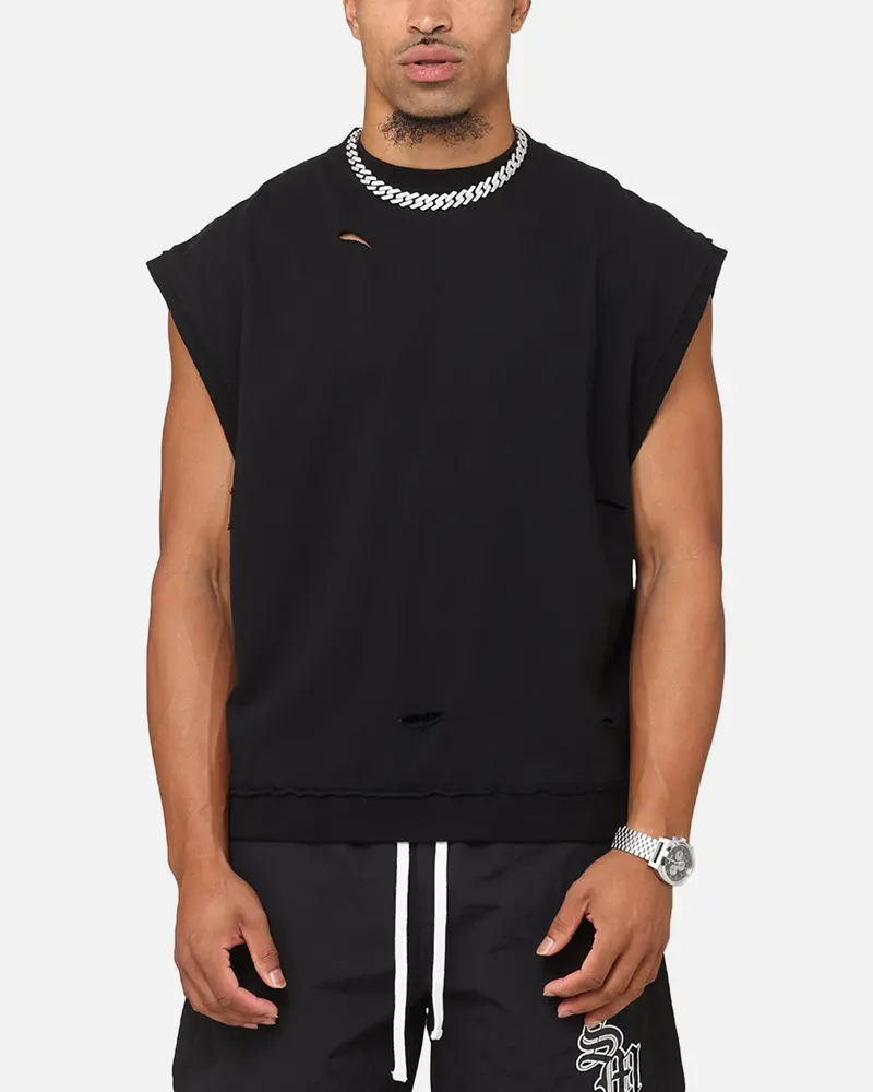 Saint Morta Premium Cut Off Sweat Shirt Black 1