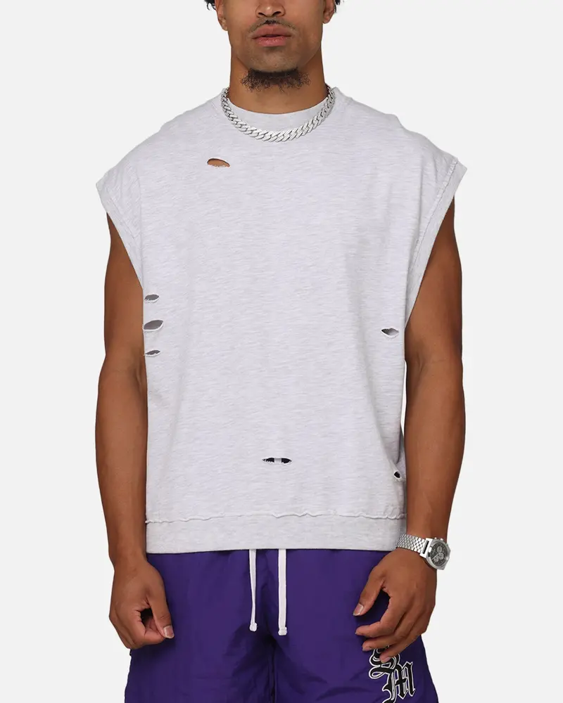 Saint Morta Premium Cut Off Sweat Shirt Light Grey Marle 1