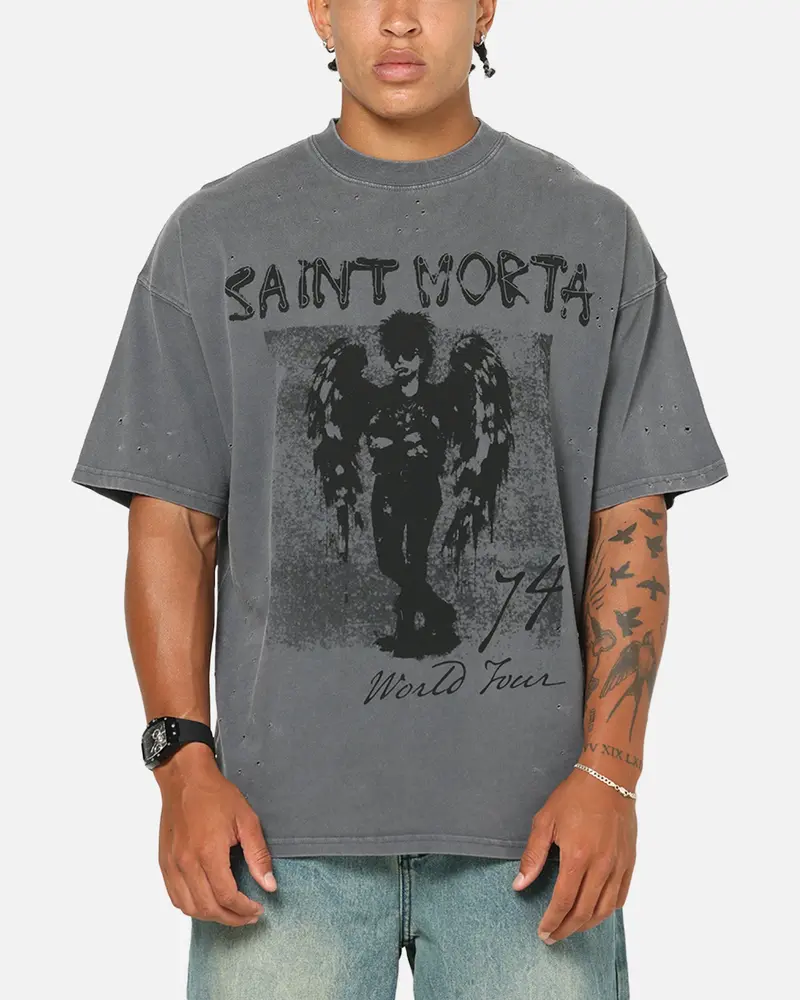 Saint Morta Punk Tour T-Shirt Washed Charcoal 1