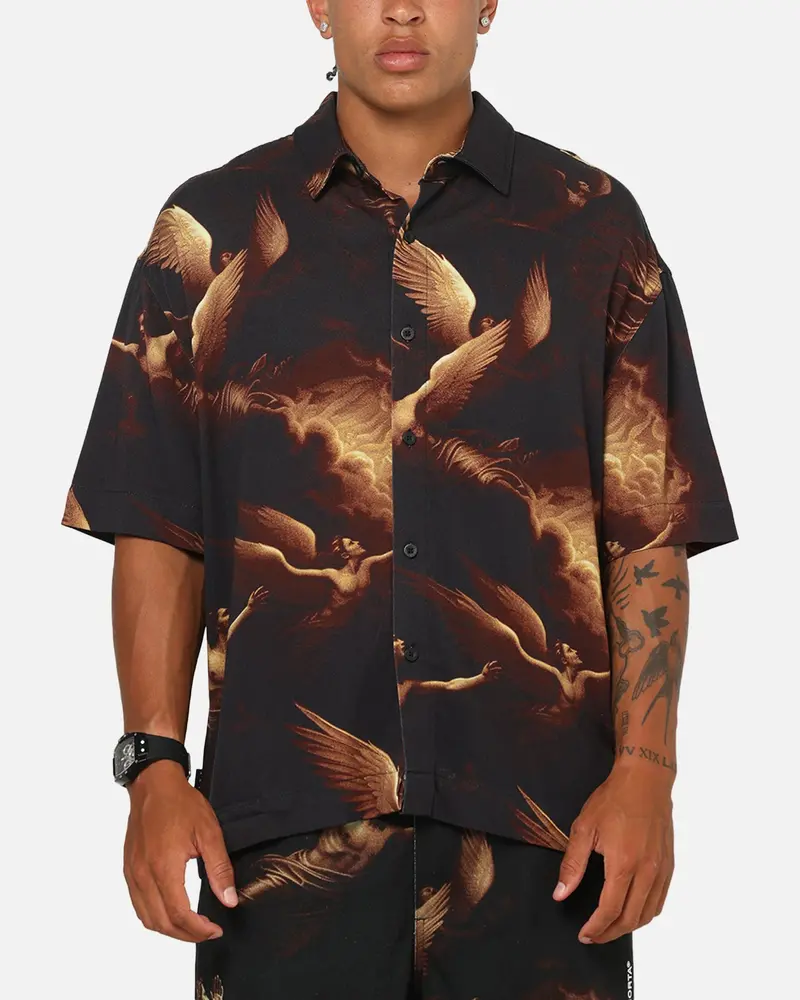 Saint Morta Rapture Button Up Shirt Black/Orange 1