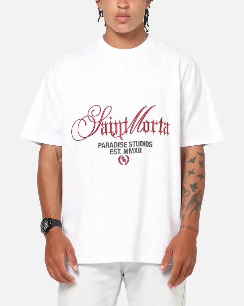 Saint Morta Regal Scripture Boxy T-Shirt White 1
