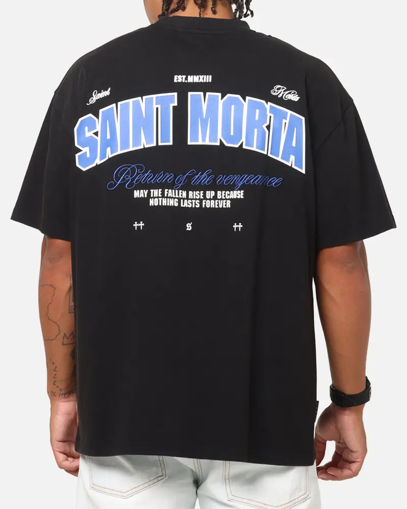 Saint Morta Rise Up Boxy T-Shirt Black Acidwash 1