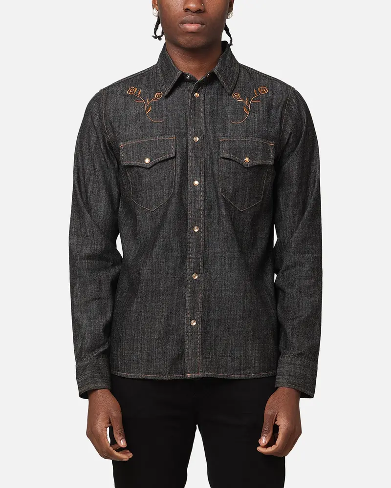 Saint Morta Rodeo Long Sleeve Denim Shirt Black 1