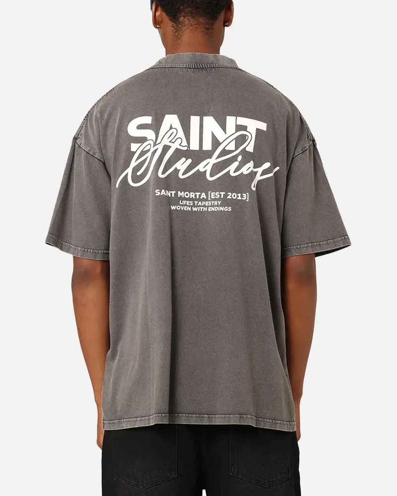 Saint Morta Saint Studios T-Shirt Washed Charcoal 1