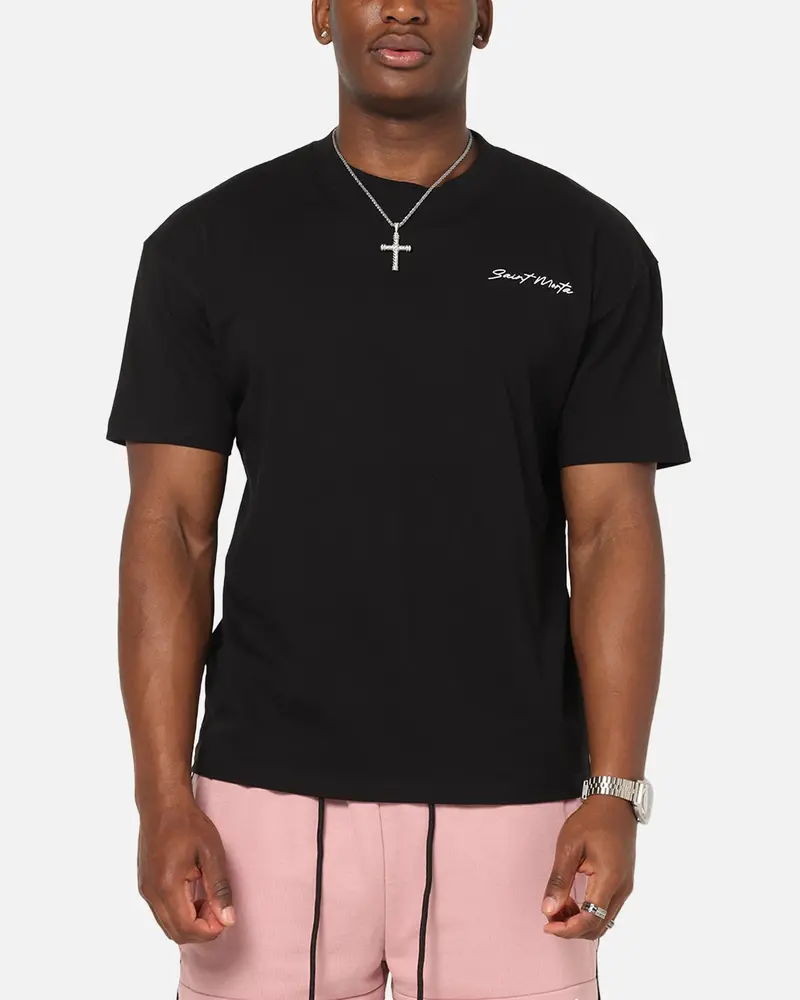 Saint Morta Scription Boxy T-Shirt Black 1