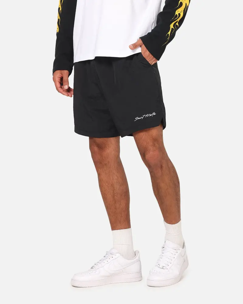 Saint Morta Scription Nylon Shorts Black 1