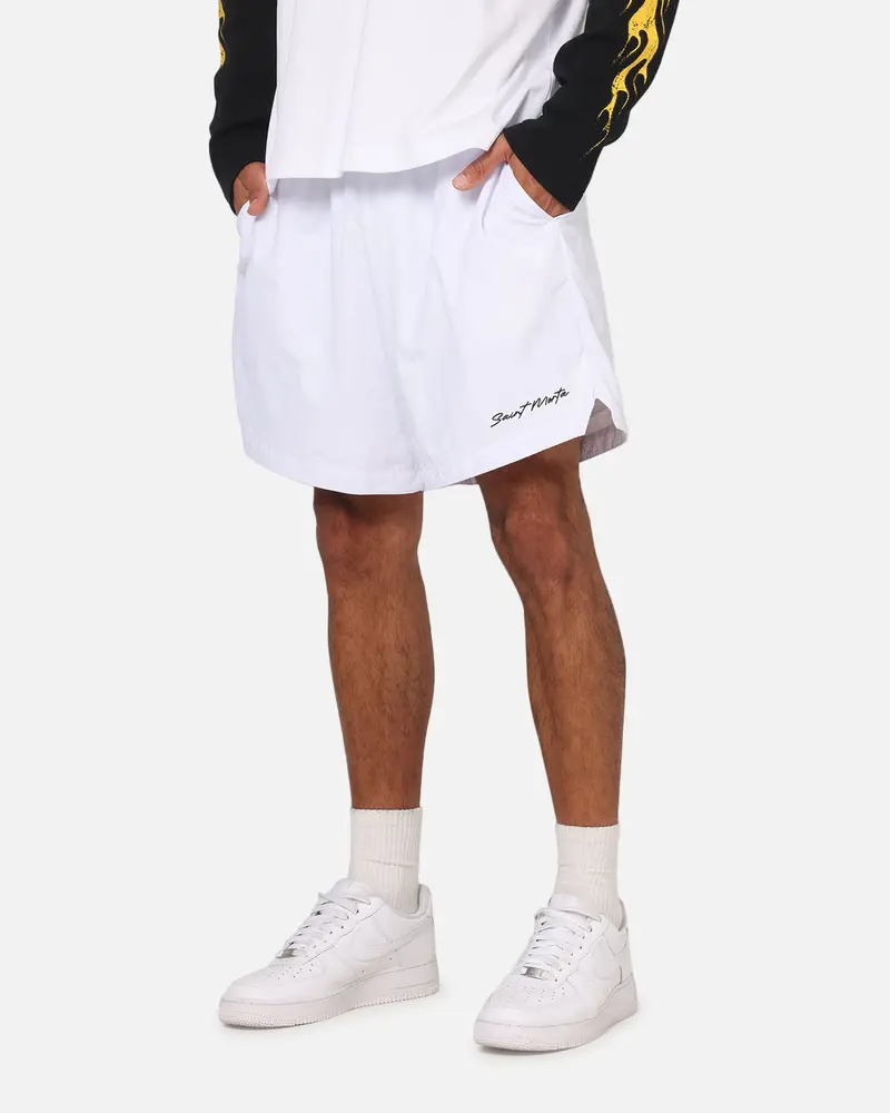Saint Morta Scription Nylon Shorts White 1