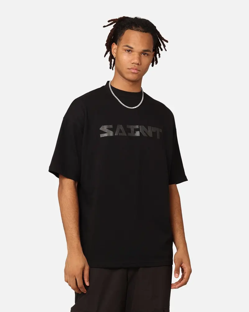 Saint Morta Scripture Mock Neck T-Shirt Black 1