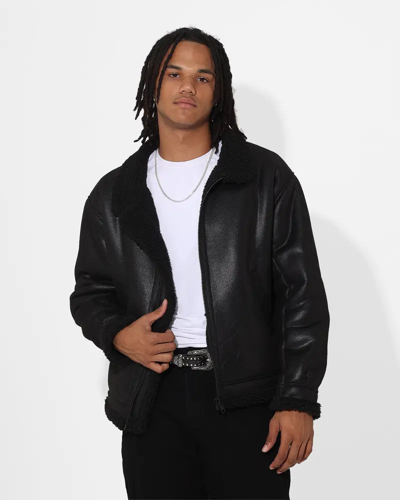 Saint Morta Shearling Oversized Jacket Black 1