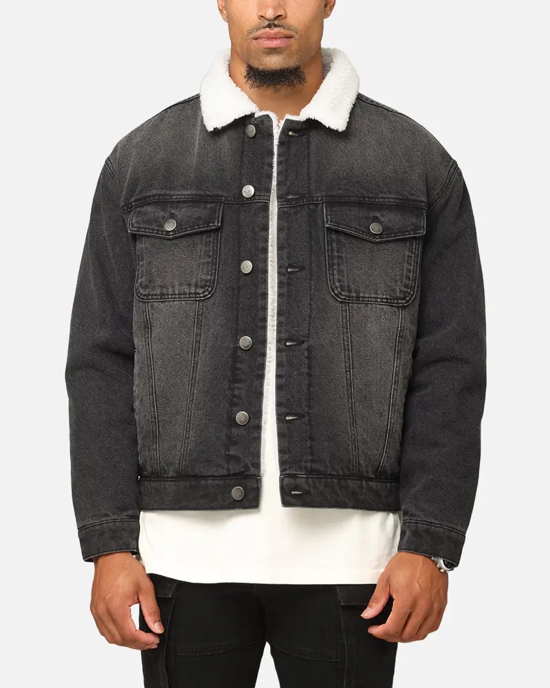 Saint Morta Sherpa Boxy Denim Jacket Black Shadow 1