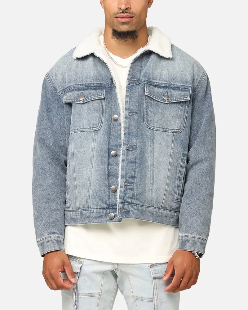 Saint Morta Sherpa Boxy Denim Jacket Dirty Denim 1