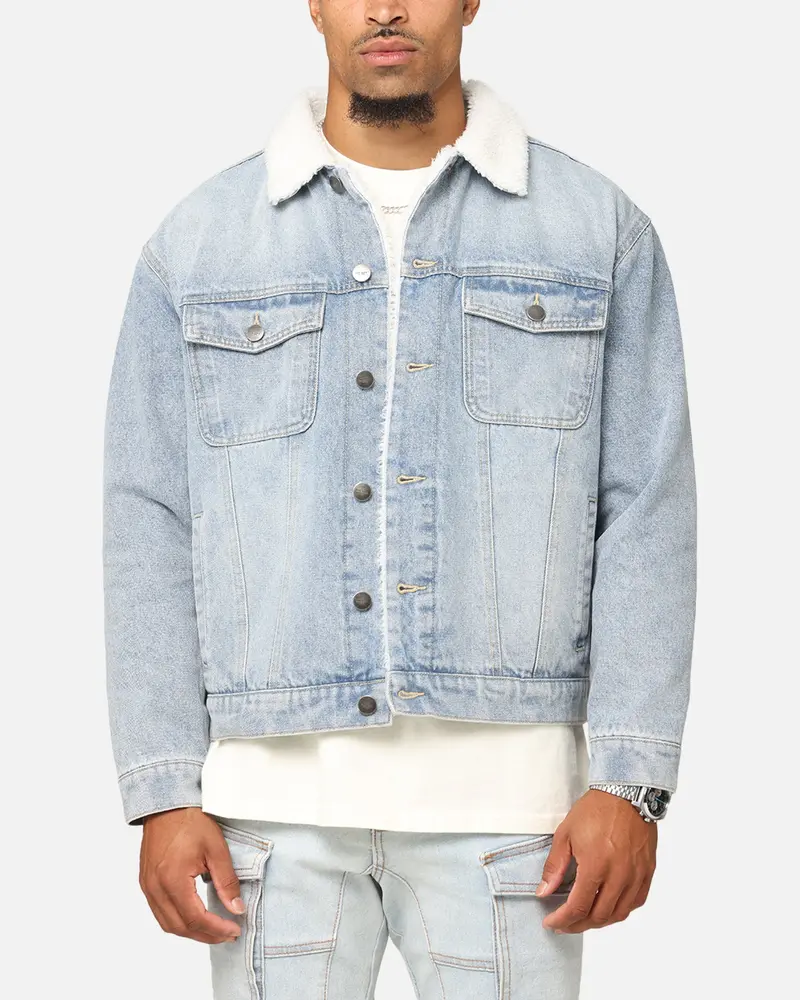 Saint Morta Sherpa Boxy Denim Jacket Superwash Blue 1