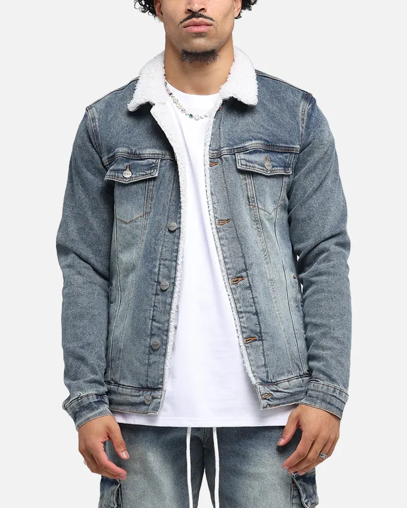 Saint Morta Sherpa Denim Jacket Dirty Denim 1