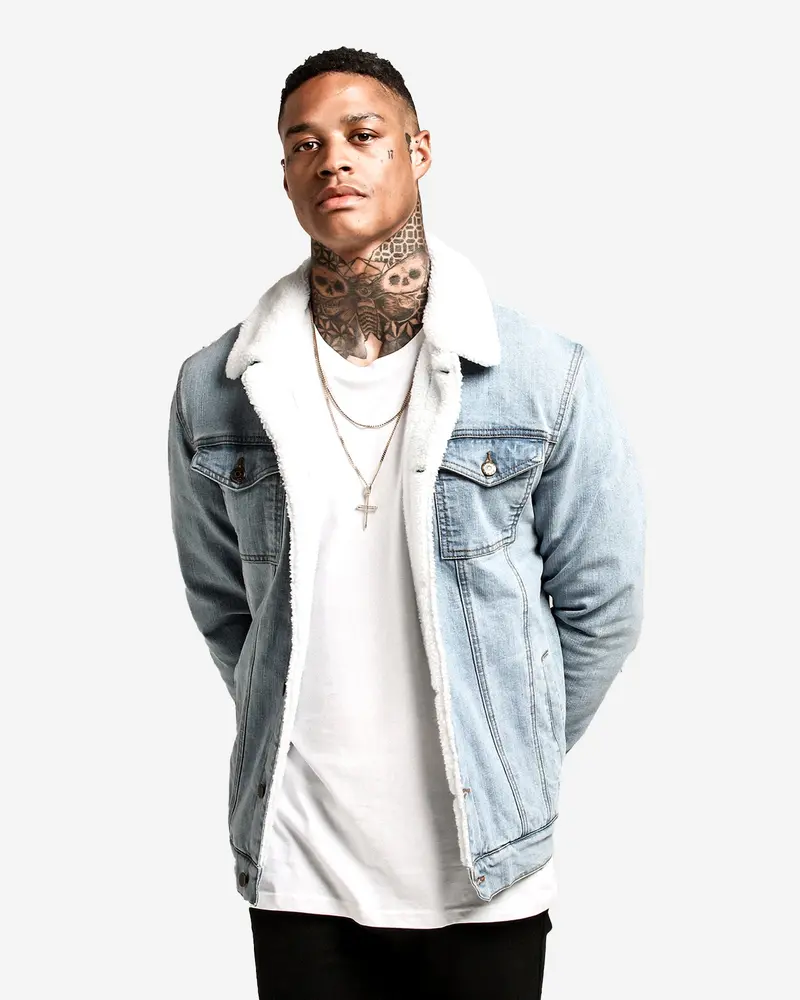 Saint Morta Sherpa Denim Jacket Superwash Blue 1