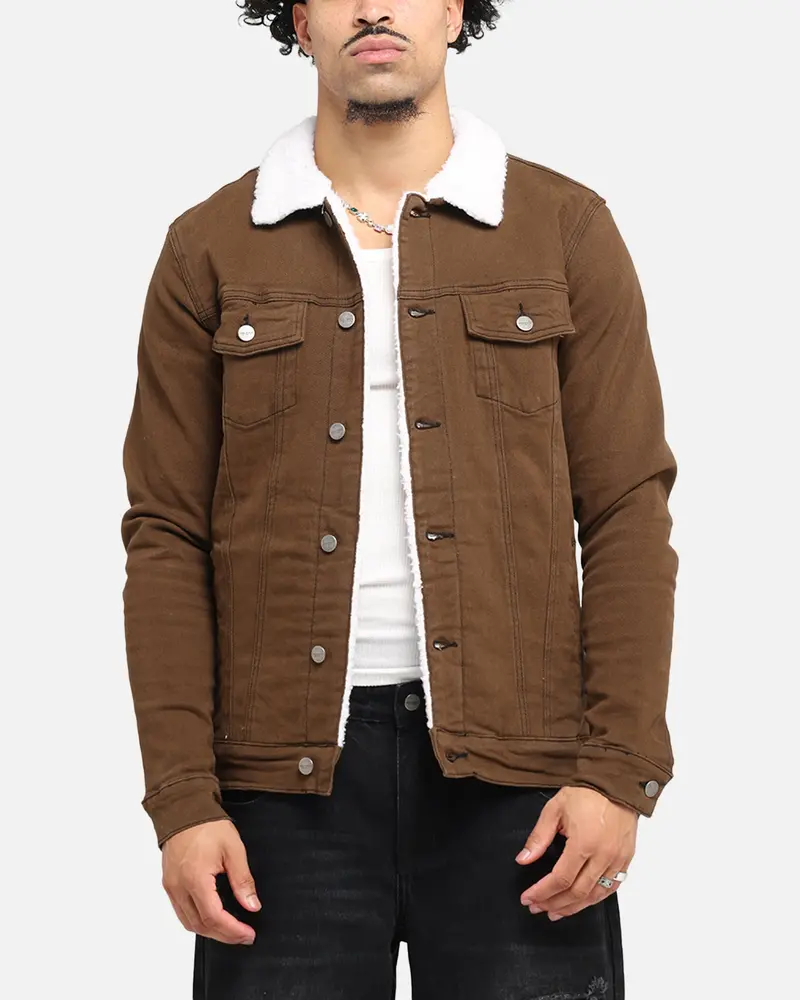Saint Morta Sherpa Denim Jacket Vintage Brown 1