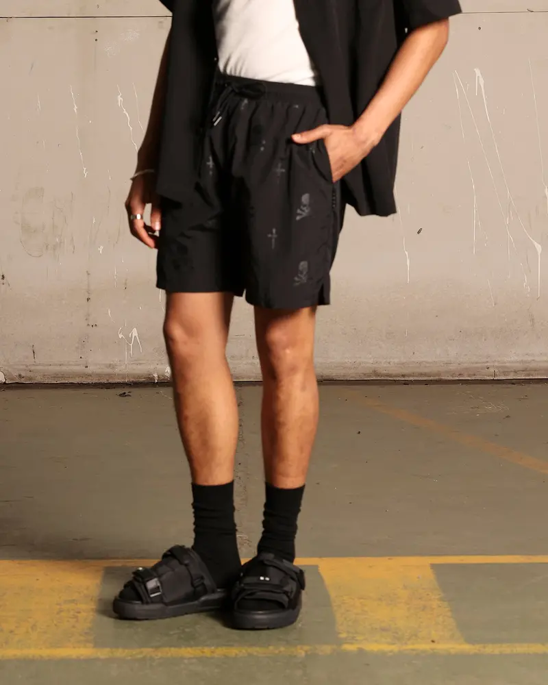 Saint Morta Skull And Bones Beach Shorts Black 1