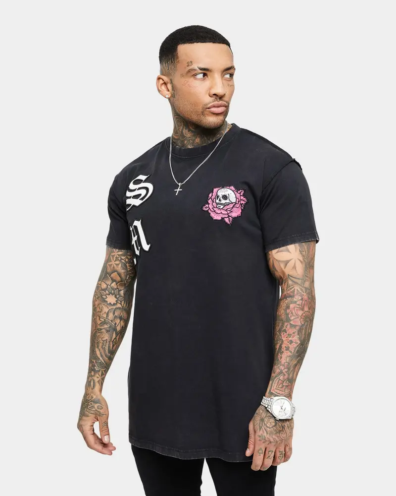 Saint Morta Skull Flower Lafayette T-Shirt Vintage Black 1