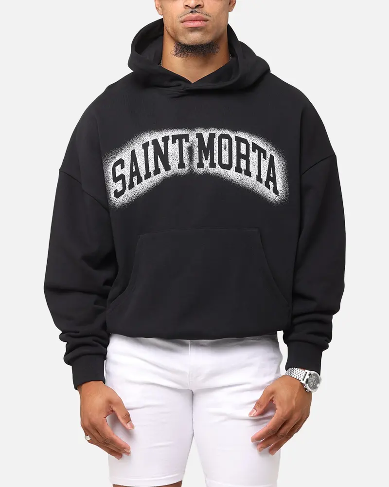 Saint Morta Spray Logo Boxy Hoodie Black 1