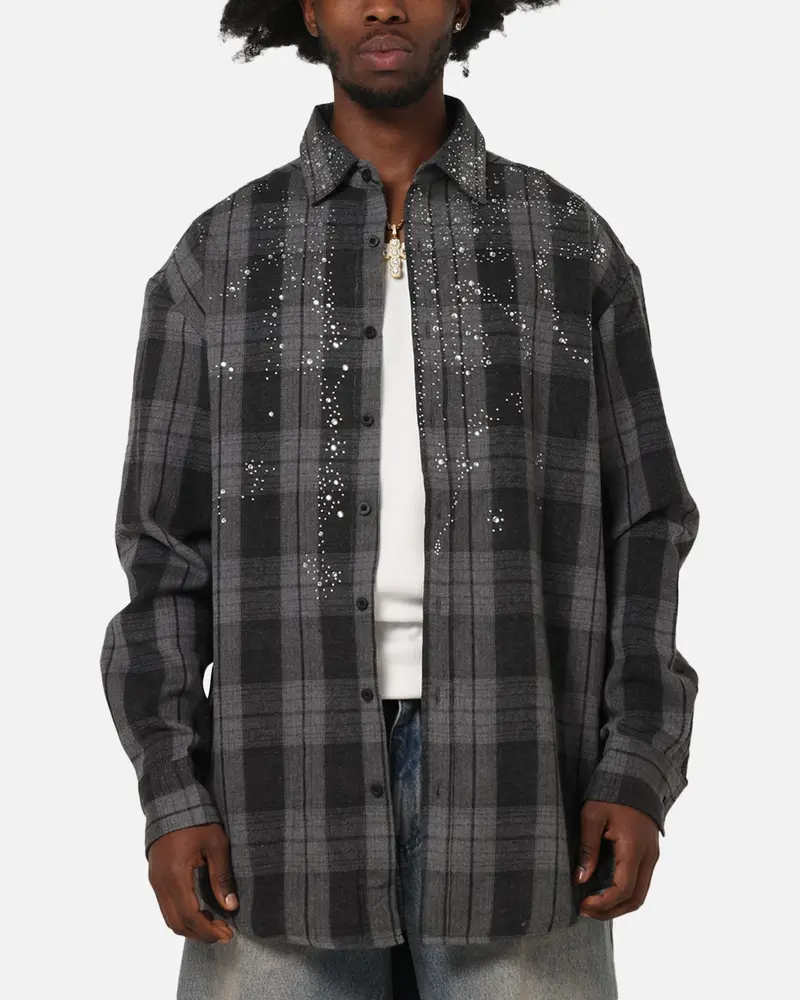 Saint Morta Spray Long Sleeve Flannel Shirt Grey 1