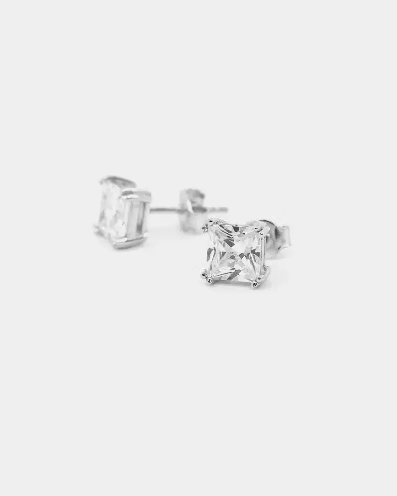 Saint Morta Square Cut Earrings White Gold 1