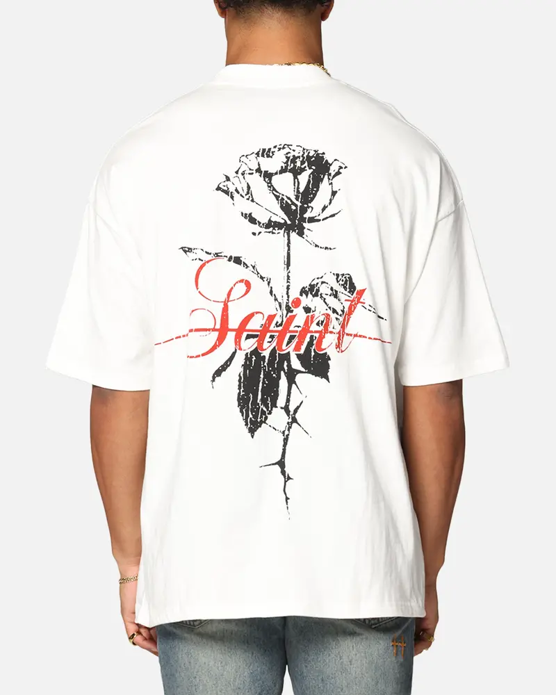 Saint Morta St Valentine Mock Neck T-Shirt Off White 1