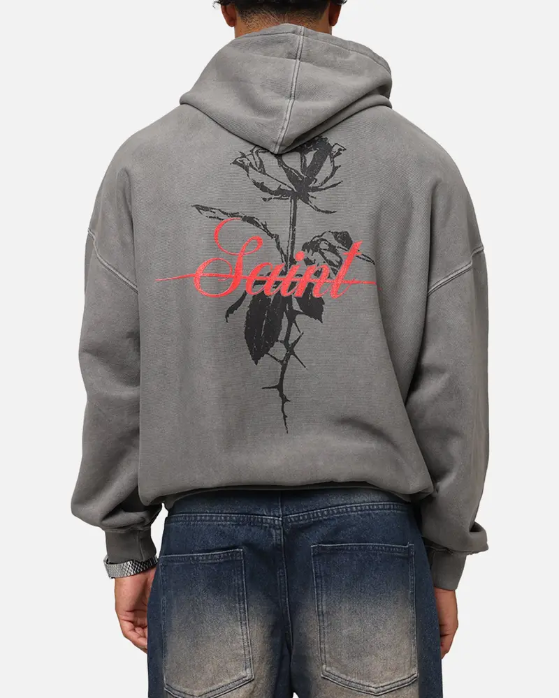 Saint Morta St Valentines Boxy Hoodie Washed Charcoal 1