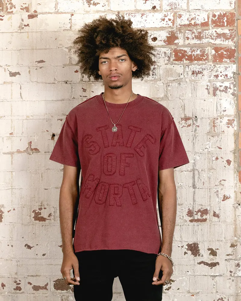 Saint Morta State Of Morta Appliqué T-Shirt Vintage Lava 1