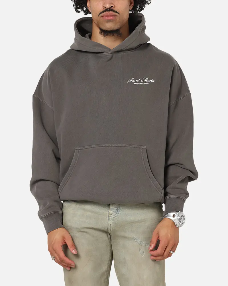 Saint Morta Studios Logo Boxy Hoodie Washed Black 1