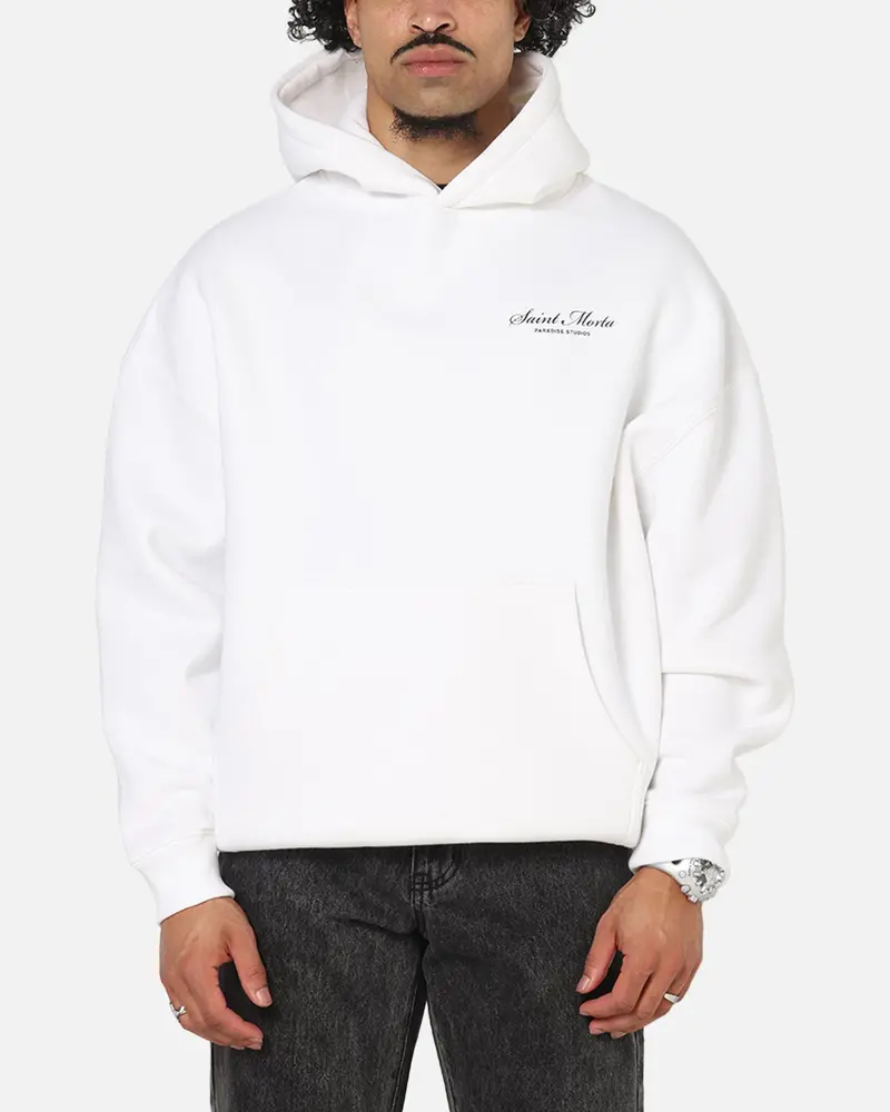 Saint Morta Studios Logo Boxy Hoodie White 1