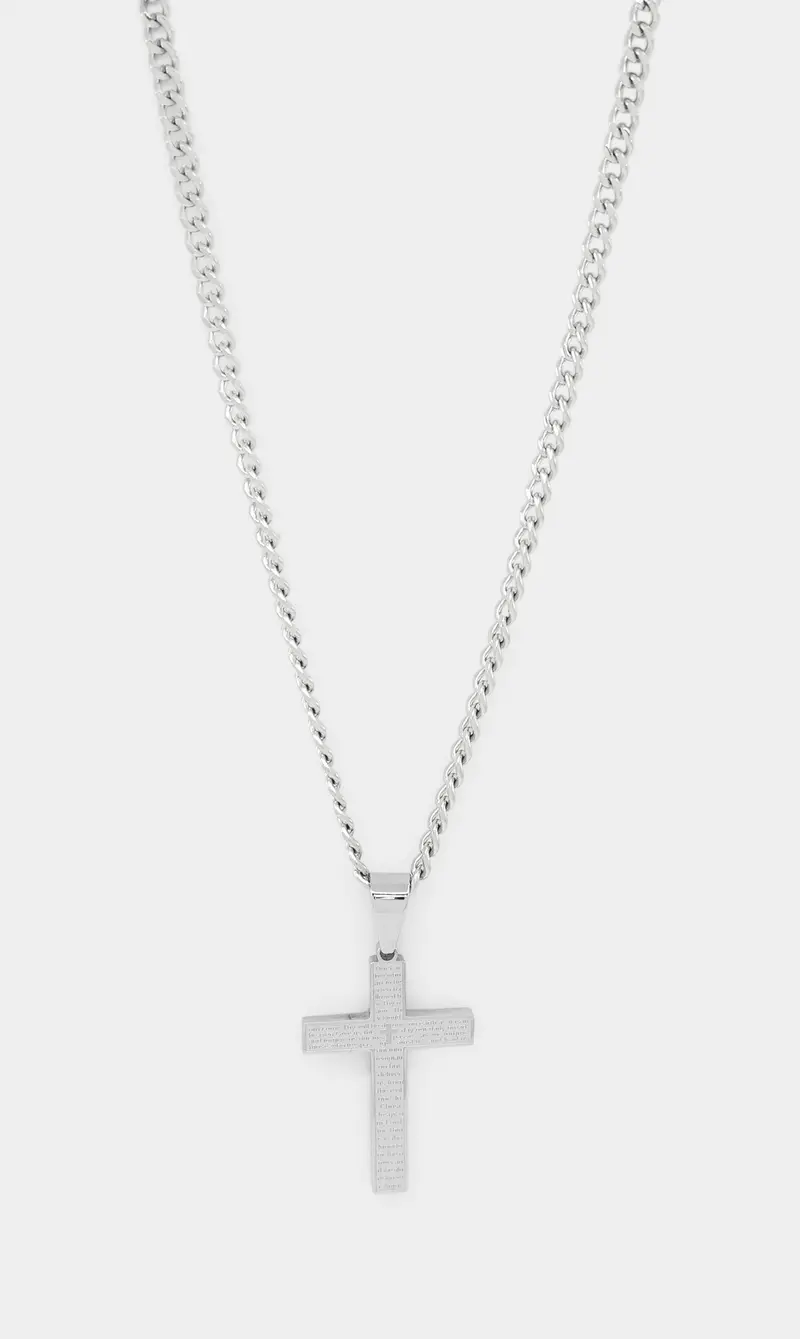Saint Morta Textured Cross Pendant White Gold 1