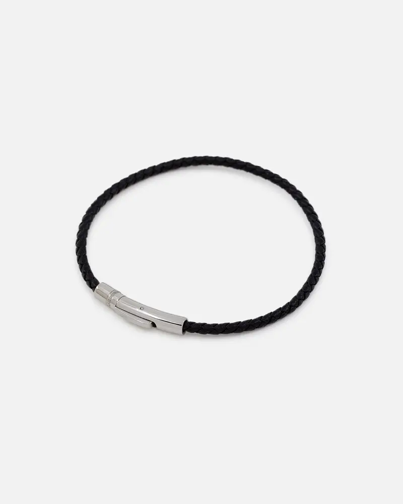 Saint Morta Tied Leather Bracelet Black/White Gold 1