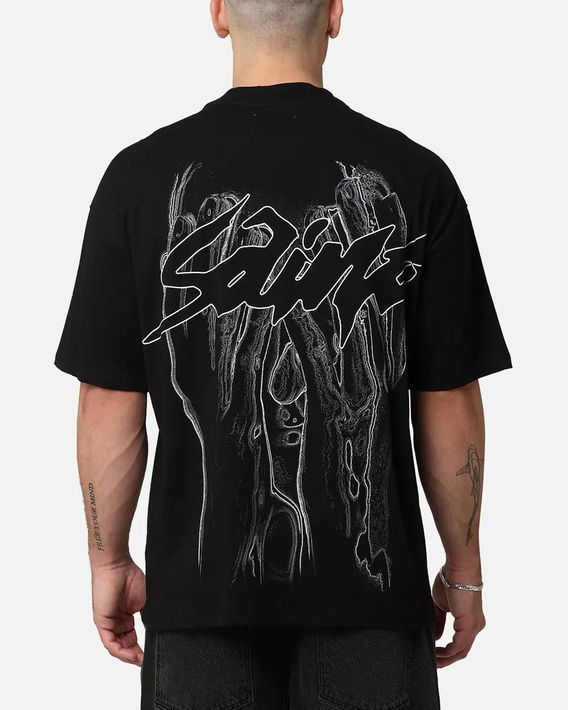 Saint Morta Veiled Mock Neck T-Shirt Black 1