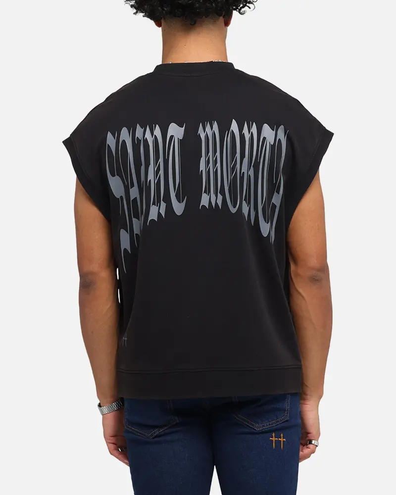 Saint Morta Vill Park Cut Off Sweater Vintage Black 1