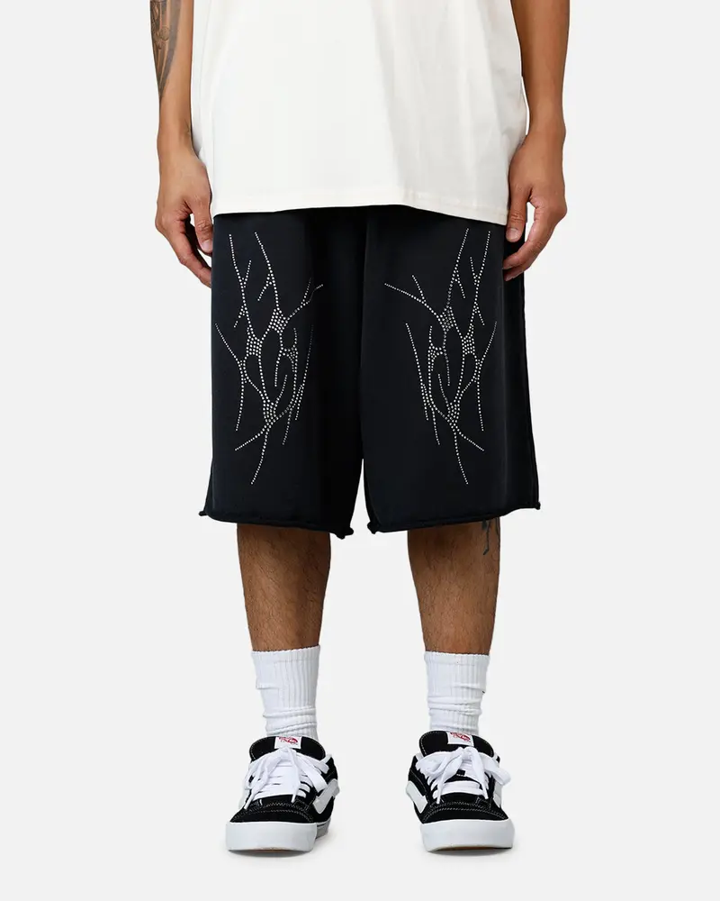 Saint Morta Warrior Baggy Sweat Shorts Washed Black 1